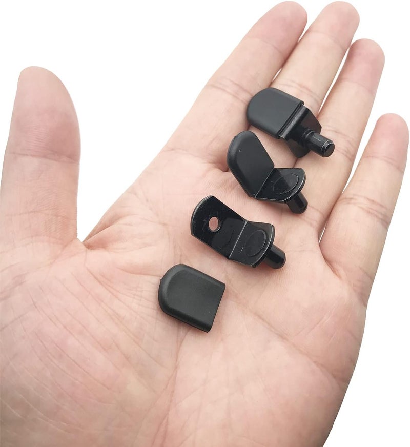MYYZMY Shelf pins, 40pcs L-Shaped Clips 1/4 Inch Shelf Support Pegs for Glass Supports, with Rubber Sleeve Black - Image 4